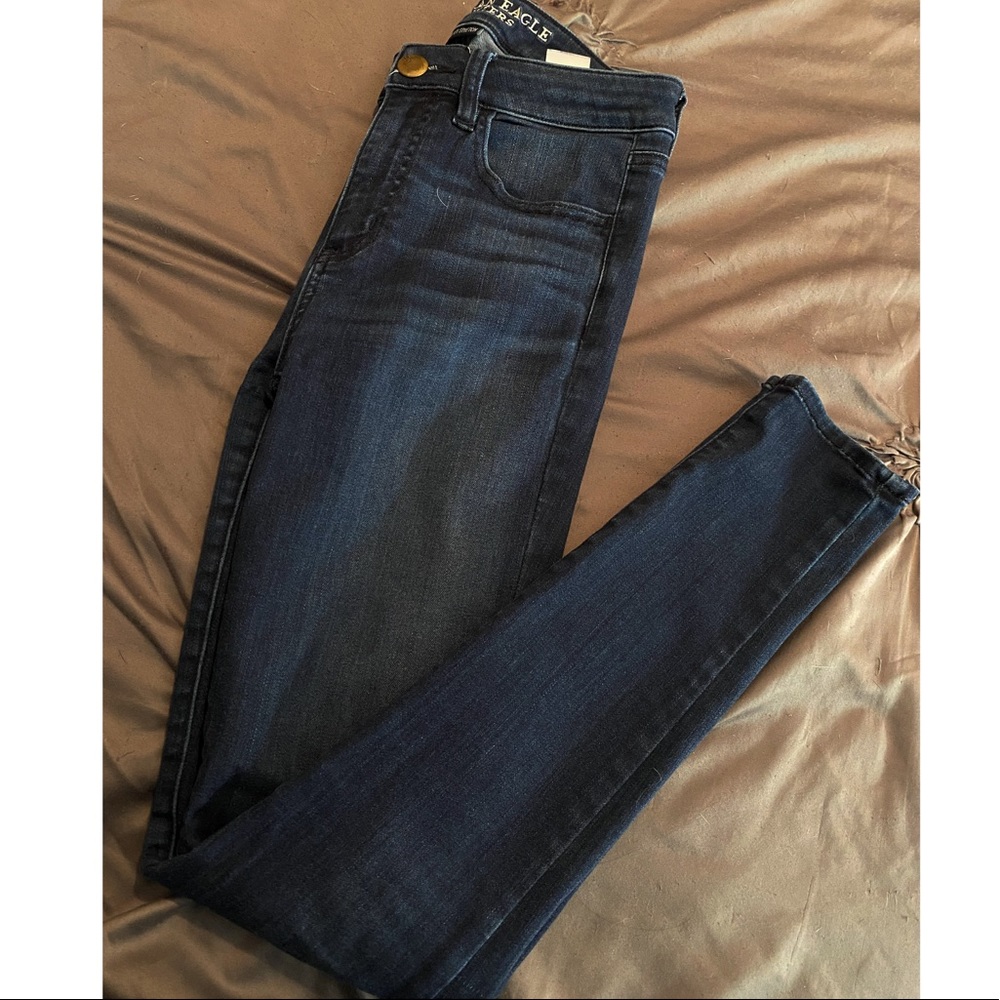 Never worn blue jeans.